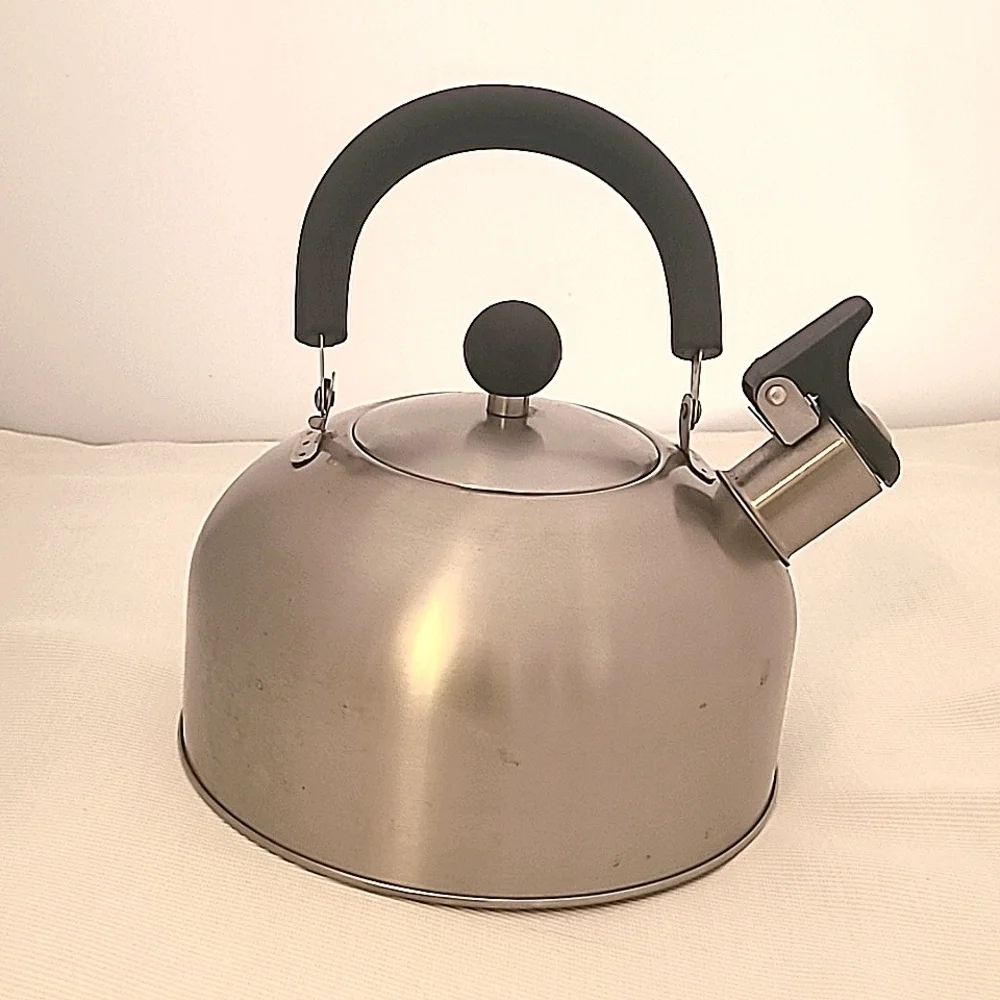 Stainless Steel Teapot Whistle Retro Mid Century Modern Domed Vintage 1 qt